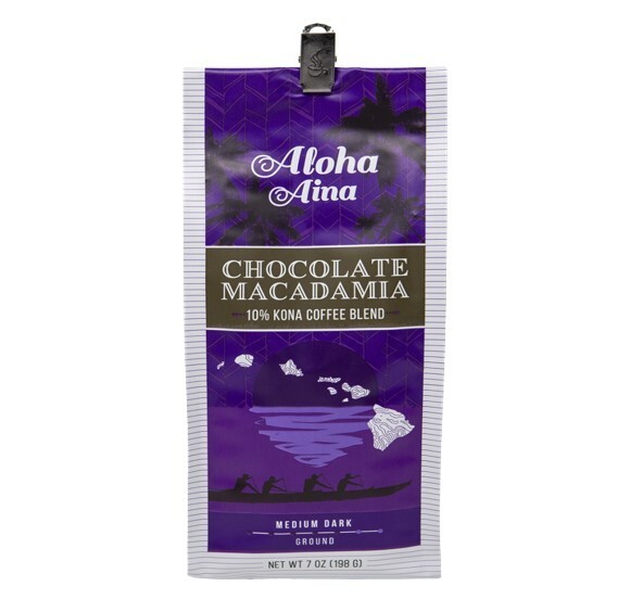 🤙 Aloha Aina 10% Kona Coffee Blend: Chocolate Macadamia Nut