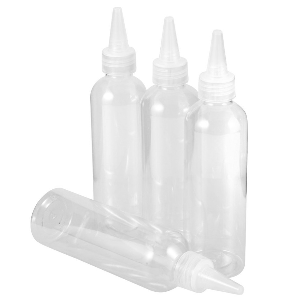 4 Pcs Clear Plastic Precision Tip Bottles for Squeezing Glue or Lubricants