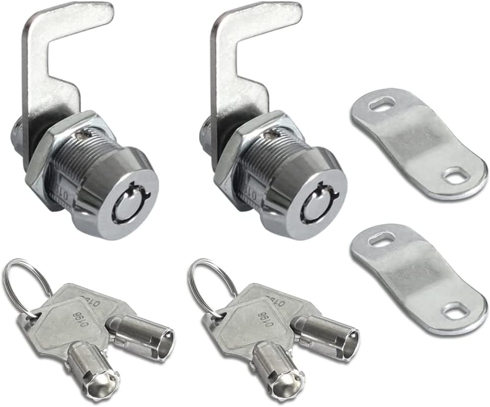 2 Pack Toolbox Lock 5/8" Tubular Cam Replacement Lock Hook Cam Keyed Alike with
