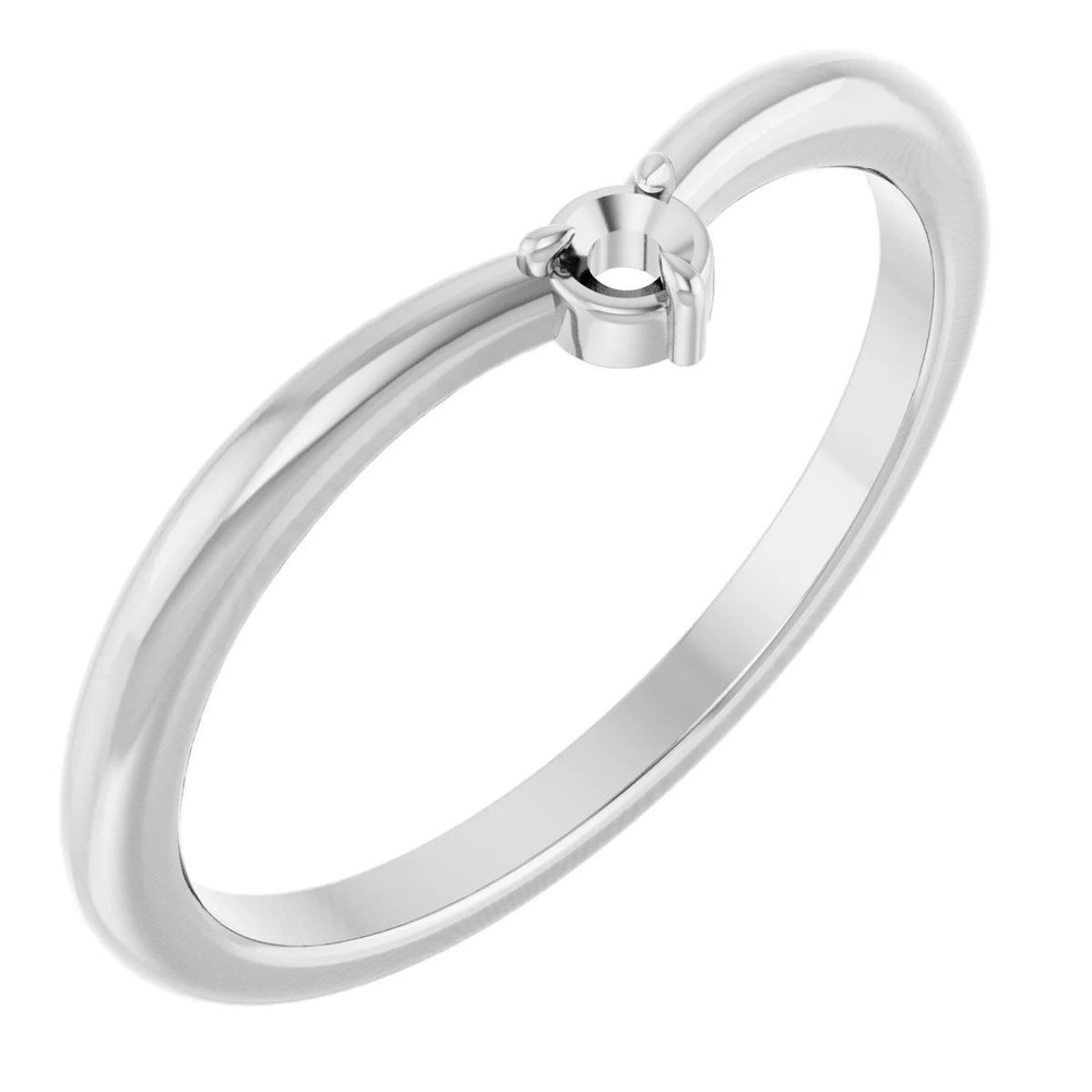 Semi Mount Ring 3mm Round Minimalist Solitaire Band 925 Silver Setting