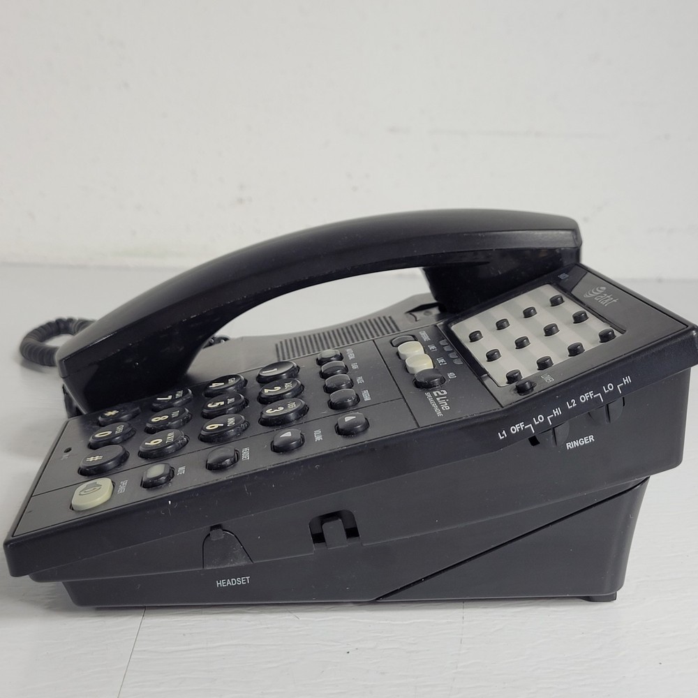 ATT 2-Line Speakerphone 983 Battery Powered Headset Capability Speed Dial