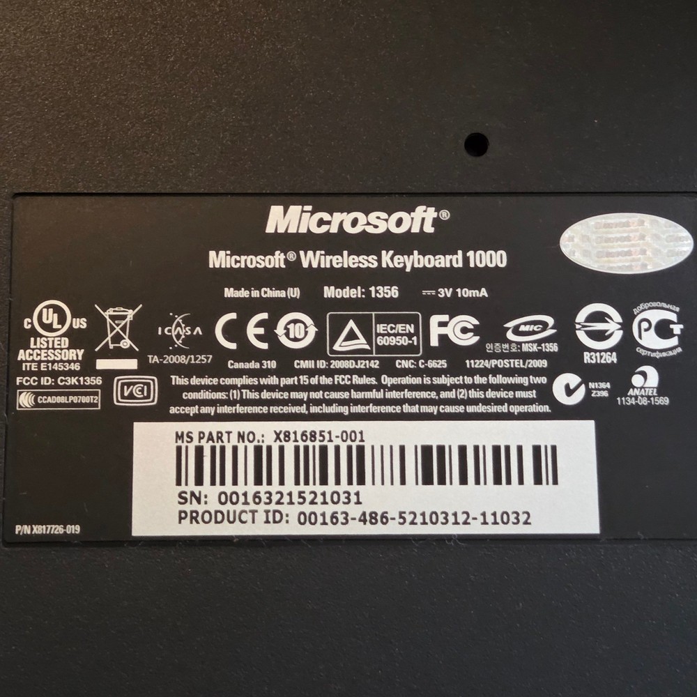 Microsoft Wireless Media Desktop 1000 Keyboard Mouse Set ZHA-0001 Black