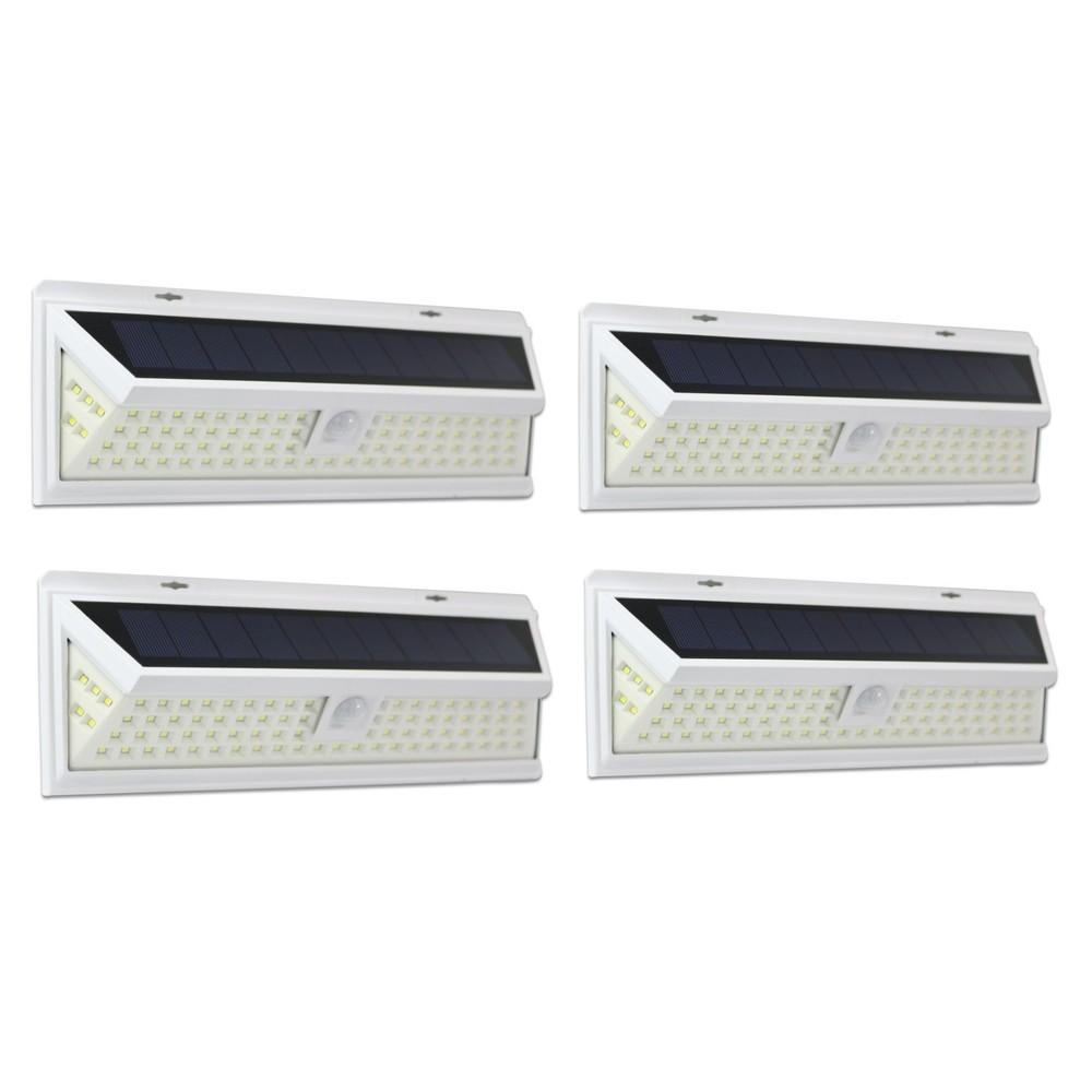 4 Pack Leisure LED Solar Powered 86 LED 3D Wide Angle Motion Sensor Light White