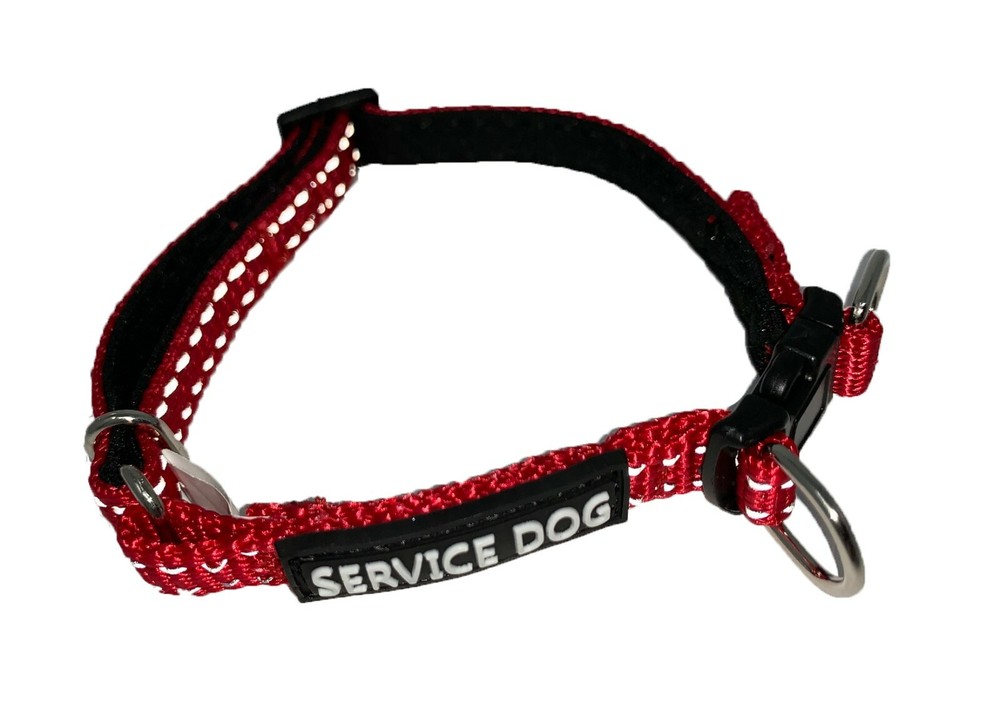 ALBCORP Reflective Service Dog Collar- Rubber Patch-Durable Nylon