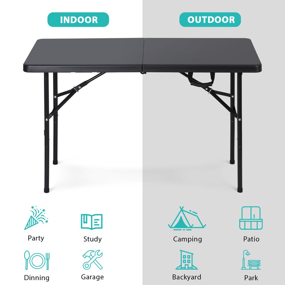 4 FT Folding Table Plastic Portable Tables for Dining Parties Card Wedding BBQ