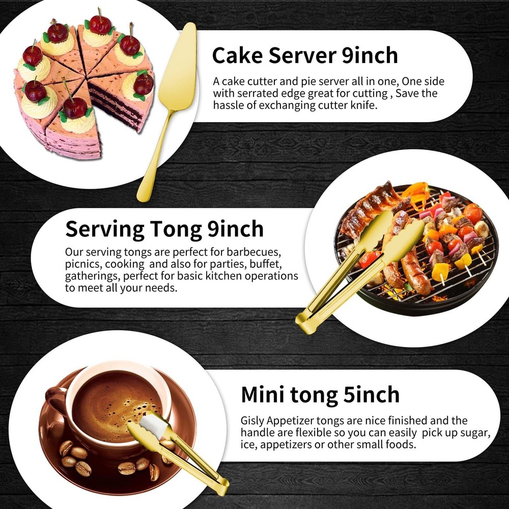 Gold 12 Pieces Serving Utensils Include Large Serving Spoons,Slotted Serving ...