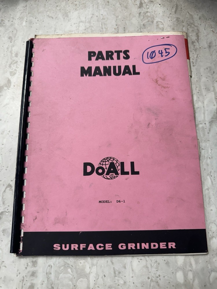 DoAll Model D6-1 Surface Grinder Replacement Parts Catalog Manual