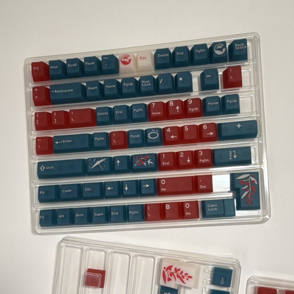 JSJT Cherry Profile Keycaps Red/Blue/White for Mechanical Keyboard Gamecore