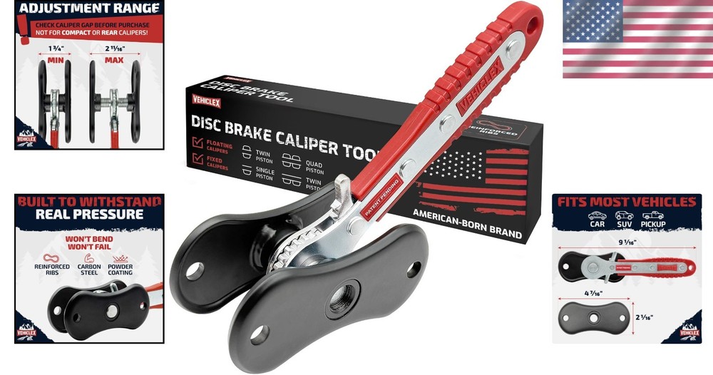 Heavy Duty Brake Caliper Compression Tool with Rachet Handle & Reinforced Plates