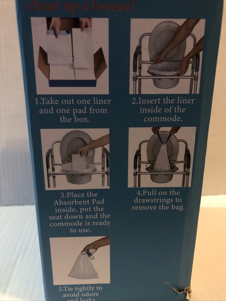 Commode Liners With Super Absorbent Pad 50 Bags 50 Liners Heavy Duty