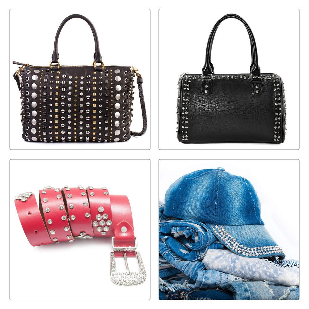 50pcs Crystal Rivets 6mm Rhinestone Rivets Rapid Stud Rivets, Silver