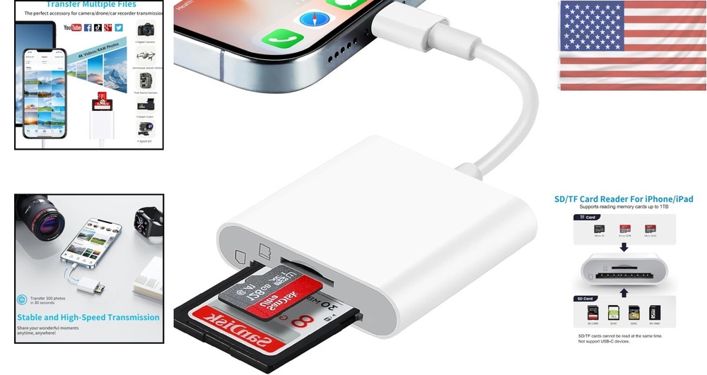Effortless iPhone SD Card Reader - High-Speed 2-Way Transfer, App-Free Use