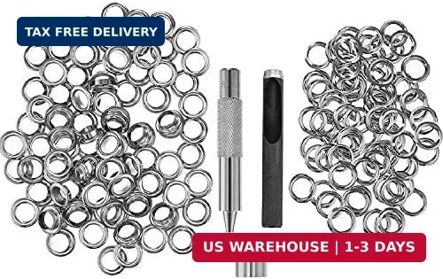Grommet Tool Kit, Grommet Setting Tool and 100 Sets Eyelets with Storage Box, 1/