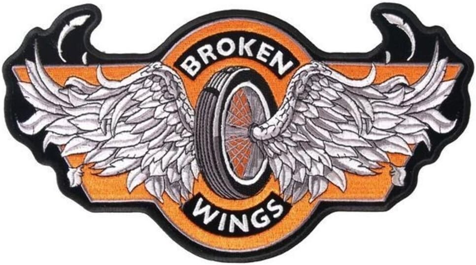 BROKEN WINGS BIKER PATCH - 2PC BUNDLE - 4.0 INCH iron on Sew on