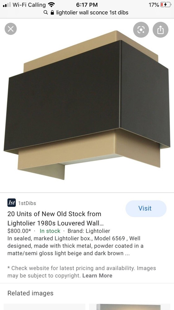 Pair LIGHTOLIER CUBE Sconces LIGHT FIXTURE 1960 MID CENTURY MODERN Thurston