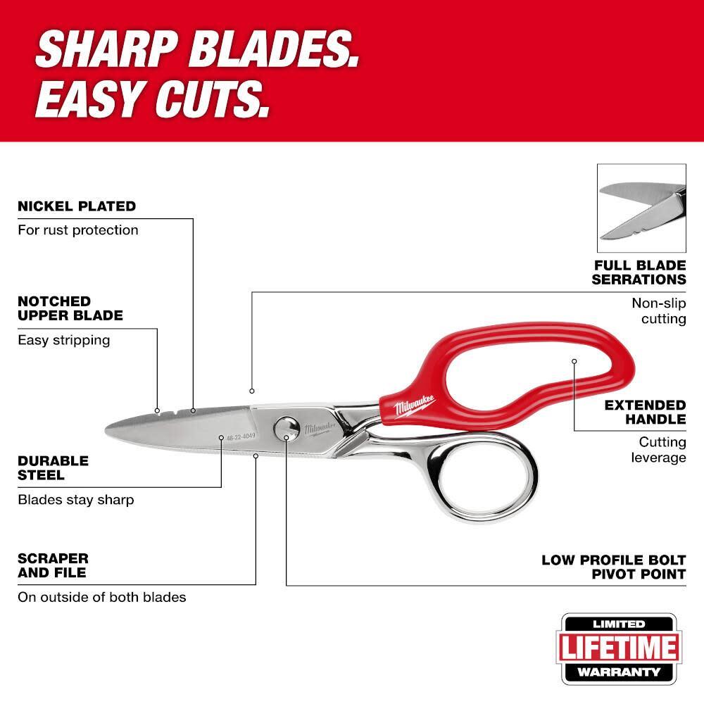 Milwaukee Electrician Scissors With Extended Handle