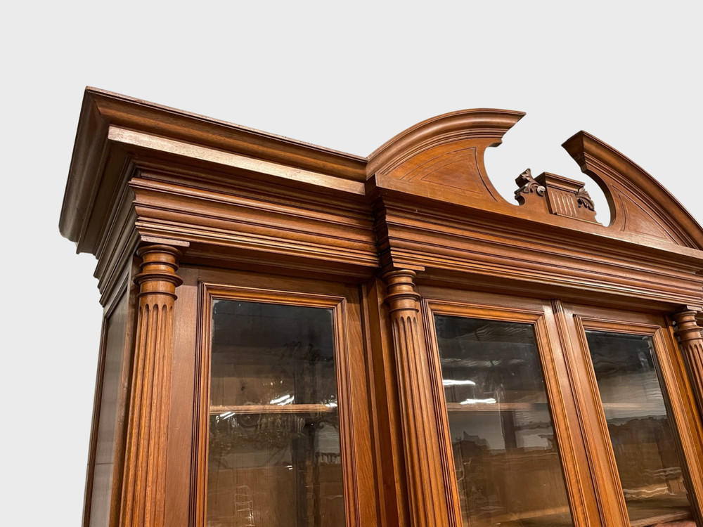 1900 Walnut Renaissance Style Bookcase