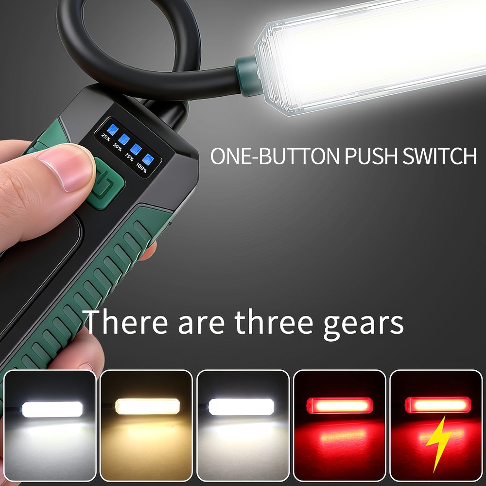 Cordless LED Worklight Rechargeable Handheld Torch Magnetic Lamp Hook Flashlight