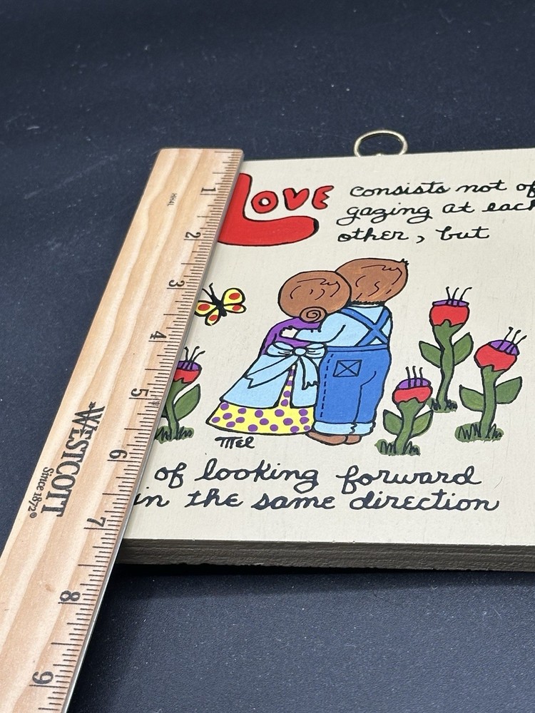 Hand Painted Folk Art Style Wall Hanging 1973