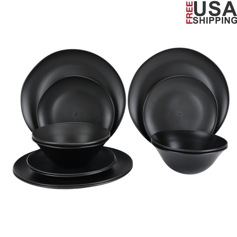 Eco-Friendly 12PC Recycled Plastic Dinnerware Set BPA Free Lightweight Durable