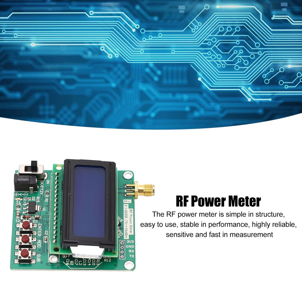 RF Power Meter Digital Display Settable Power Attenuation Logarithmic Detector ˇ