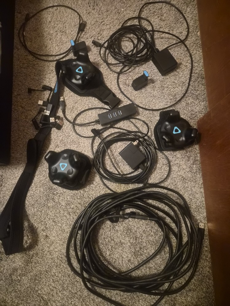 HTC Vive Black VR Headset USB with Controllers, Sensors, Accessories Bundle