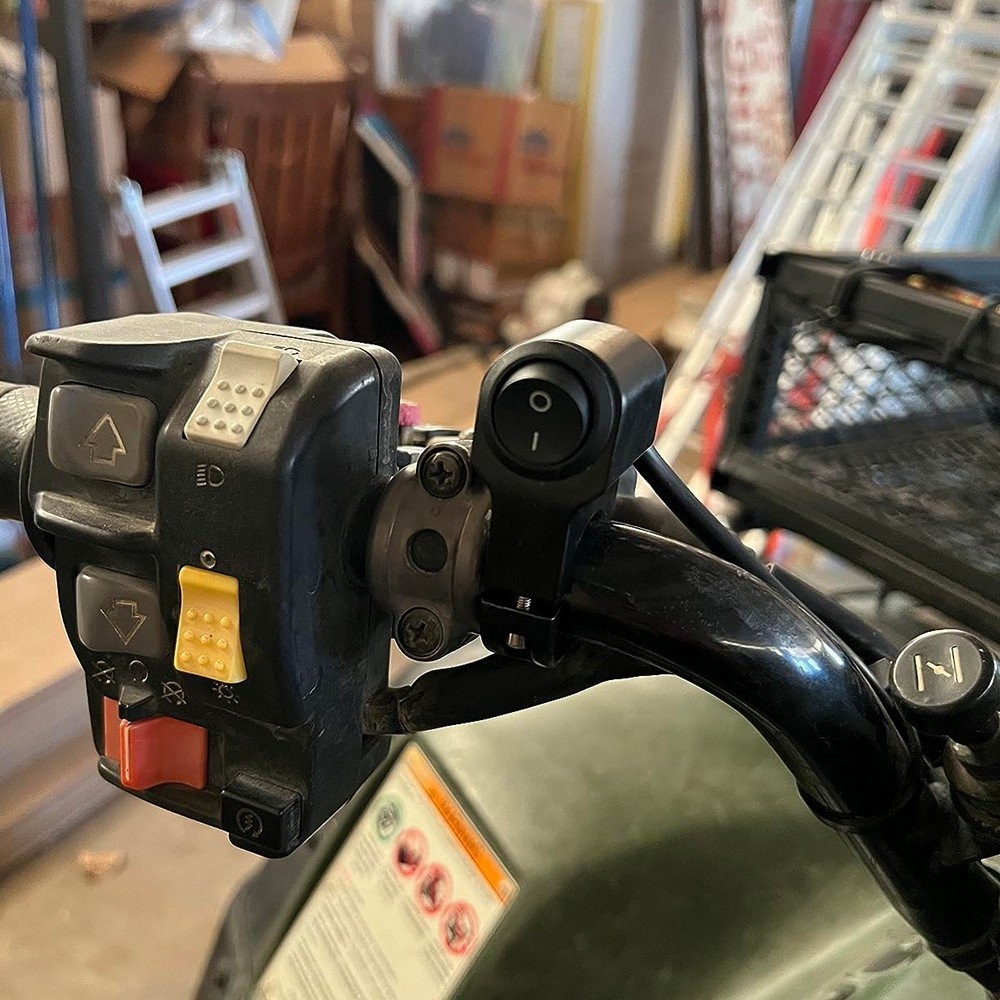Handlebar Switch 12V Black Fit 7/8" (22mm) Handlebar Button ON OFF Switch AUXITO