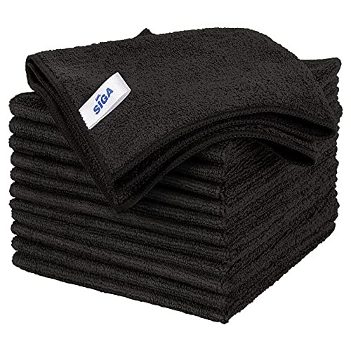 Microfiber Cleaning Cloth, All-Purpose Microfiber Towels, Streak Free Black