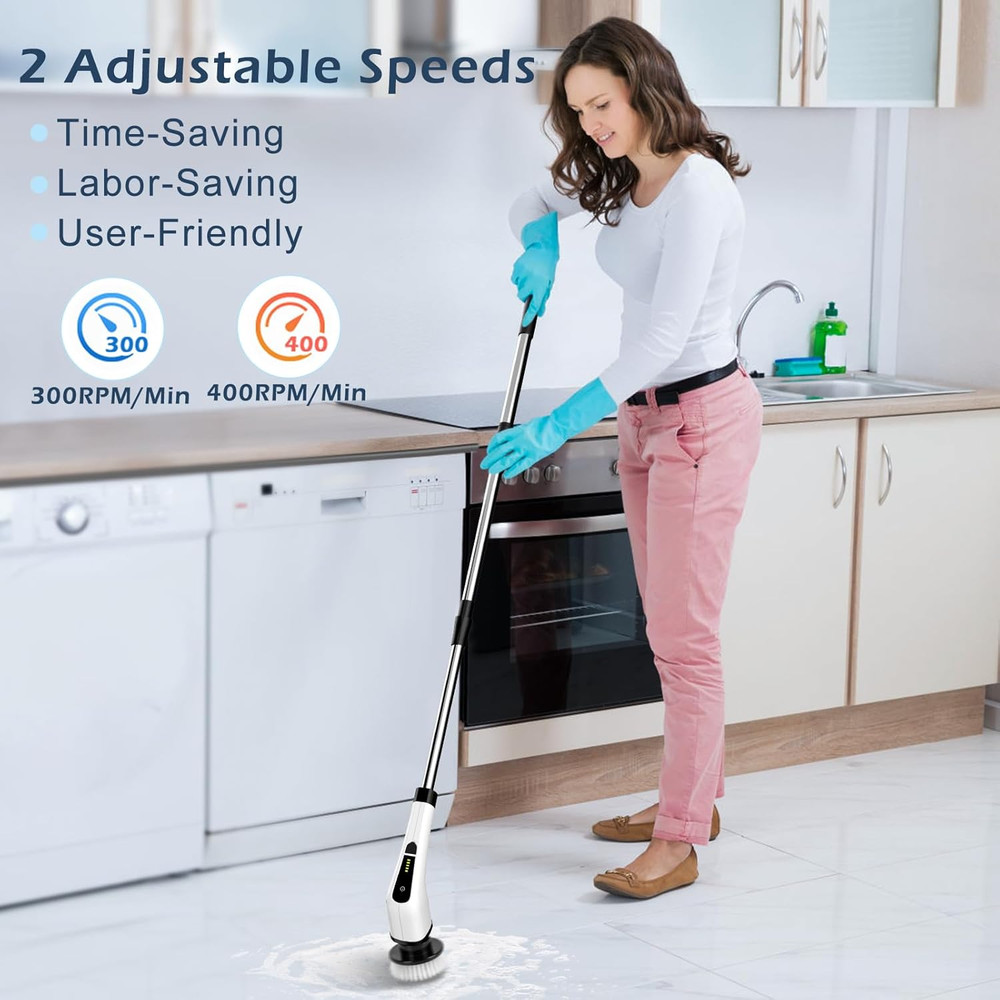 Electric Spin Scrubber, Cordless Cleaning Brush Scrubber for Home, 8 Replaceable