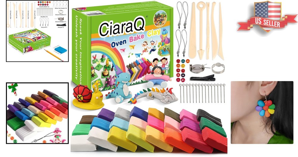 Creative Polymer Clay Modeling Kit - 24 Colors, Sculpting Tools & Tutorial Book