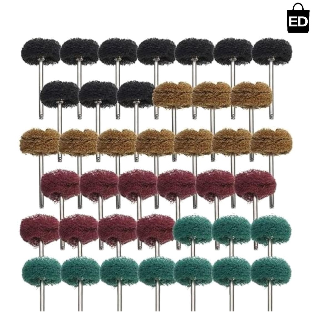 High-Efficiency 40-Piece Buffing Wheel Set - 1" Diameter, 1/8" Shank Options