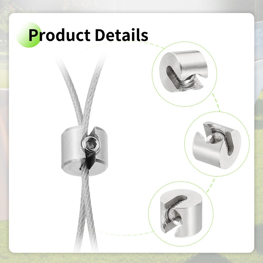 2 Pcs Wire Rope Fixing Clips, 4mm Single Hole Lock Cable Clamp Clip, Silver
