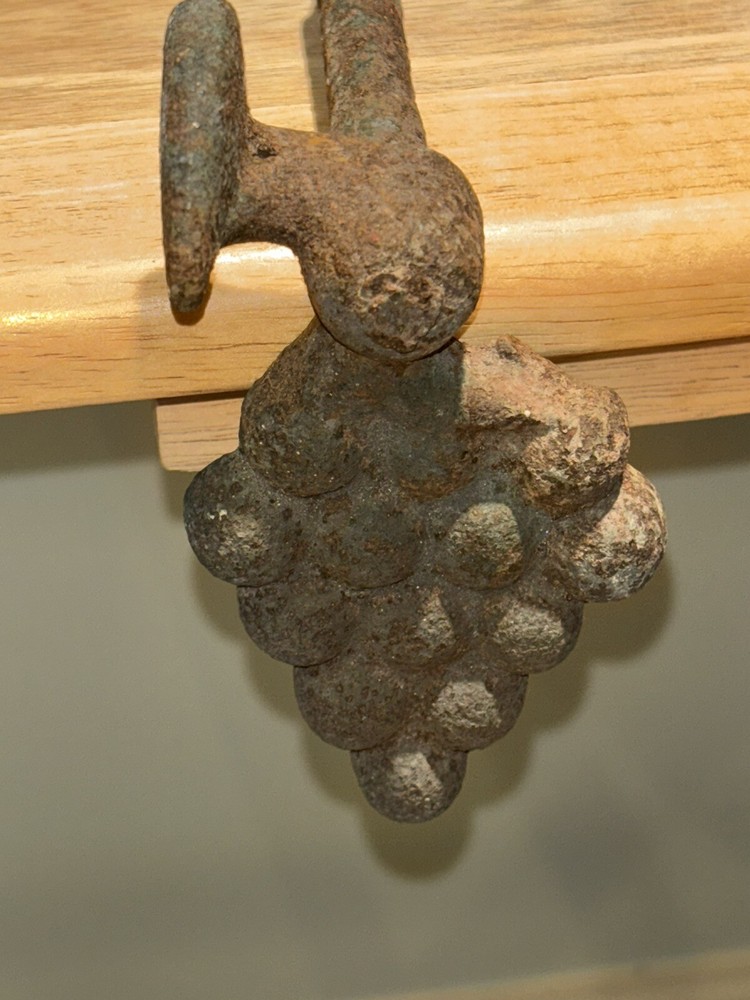 Antique Iron Grape Pattern Shutter Dog, Vineyard or Garden Spike