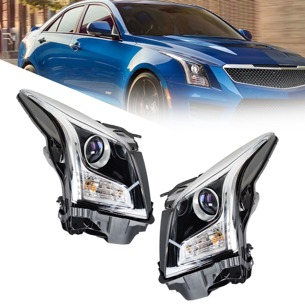 Projector Headlight Assembly Halogen For 2013-2018 Cadillac ATS Left+Right Side