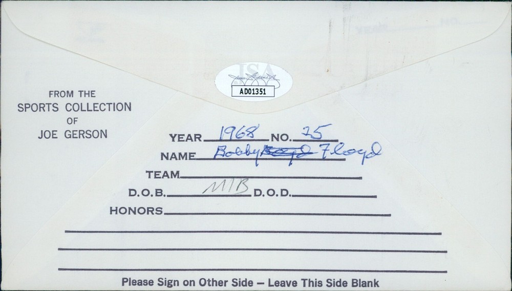 Bobby Floyd Kansas City Royals Signed First Day Issue Cachet JSA Authenticated