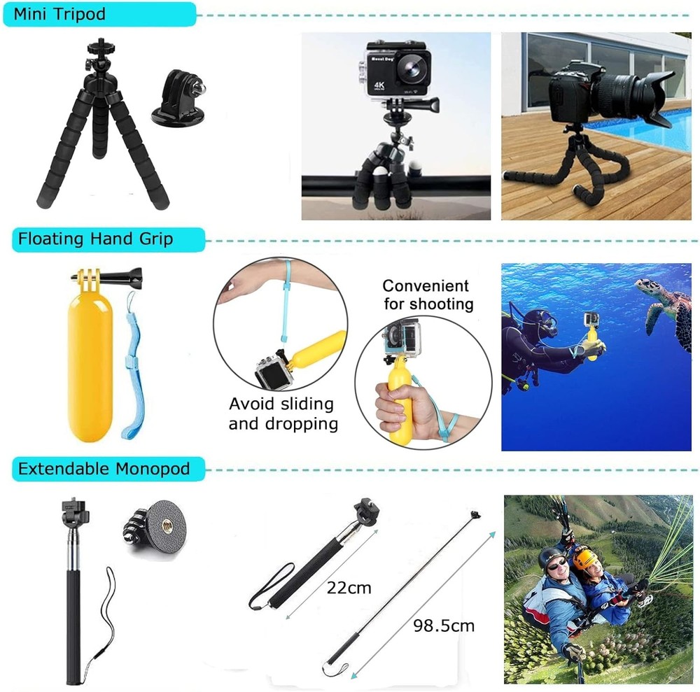 Comprehensive 50-in-1 Action Camera Accessories - Perfect for Vlogs & Adventures