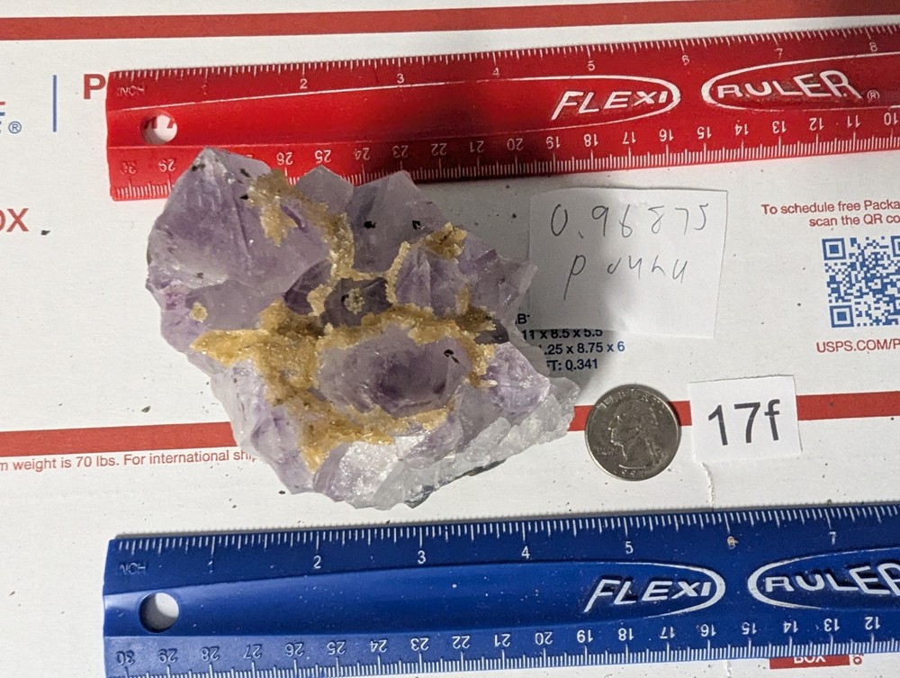 Amethyst crystal cluster gemstone 0.96875 pound LBS lb