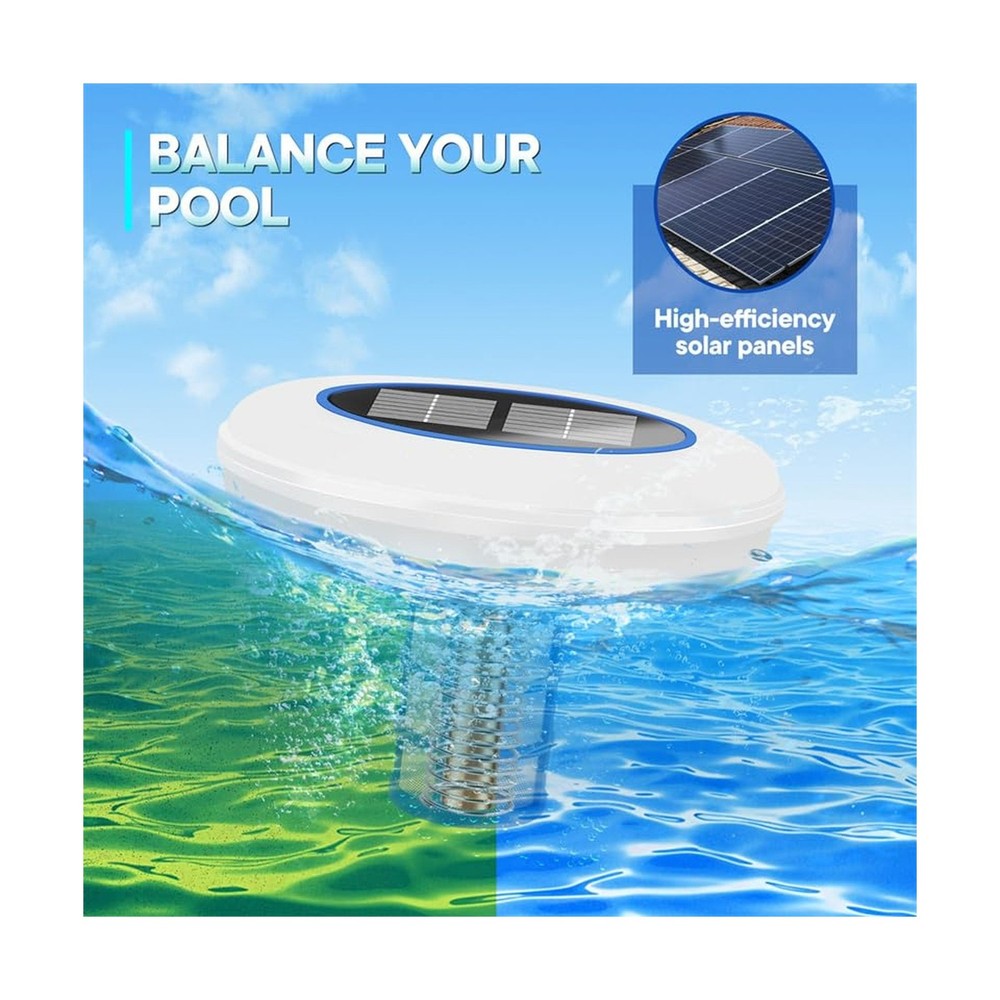 Pool Ionizer for Above Ground Pool, Upgraded Solar Ionizer Pool Auto Switchin...