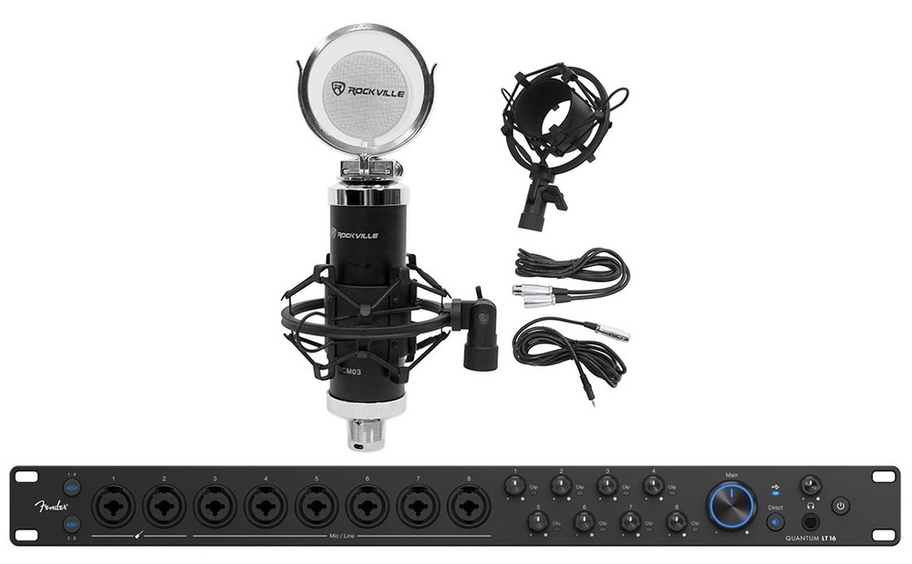 Fender Quantum LT 16 USB-C 16x8 Audio Recording Interface+Studio Microphone