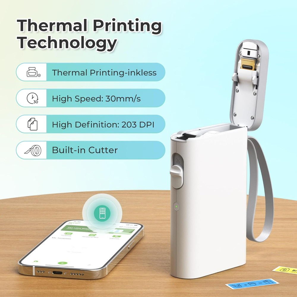 Bluetooth Label Maker P21 - Wireless Mini Printer for Home, Office, School