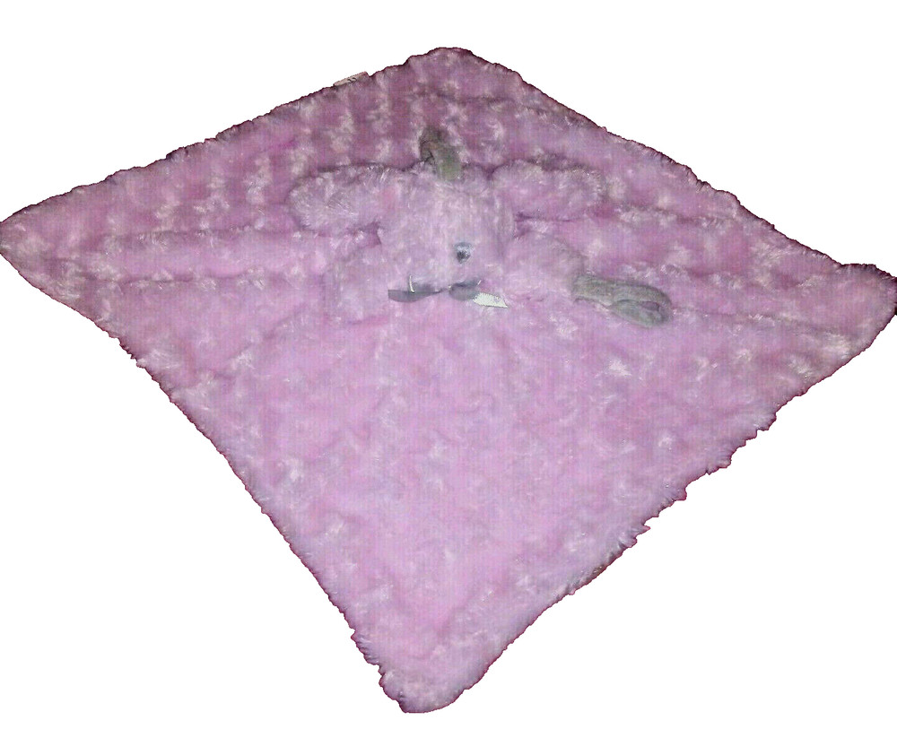 Blankets & Beyond Bunny Security Blanket Pink Swirly Fur Plush Pacifier Holder