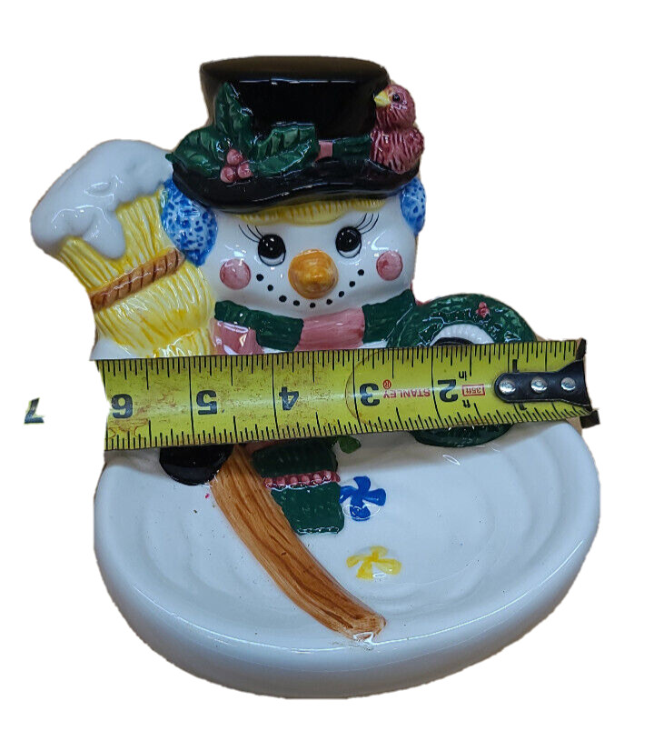 Jay Import Holiday Christmas Snowman Candy Dish Nut Bowl Earthenware Multicolor