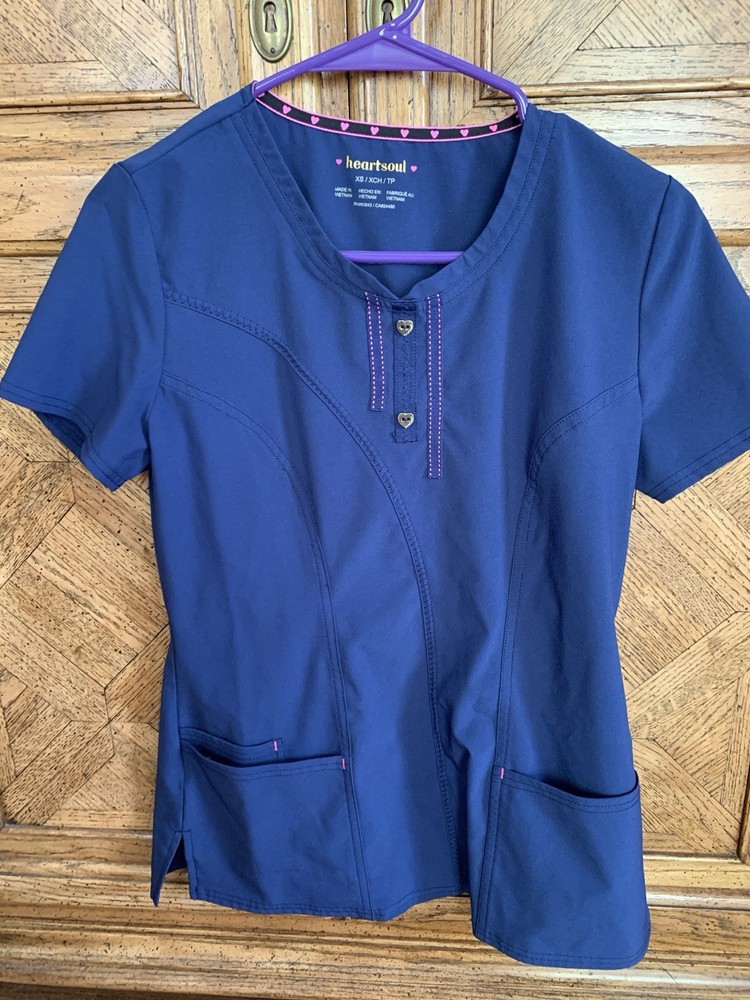 Heartsoul XS Navy Scrub Top