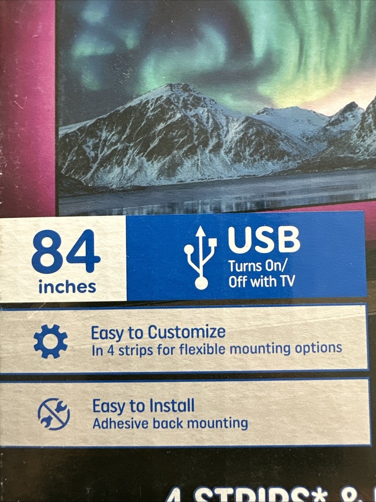 GE LED Light Strip 84' Multicolor Dimmable USB Remote Control 4 Tv