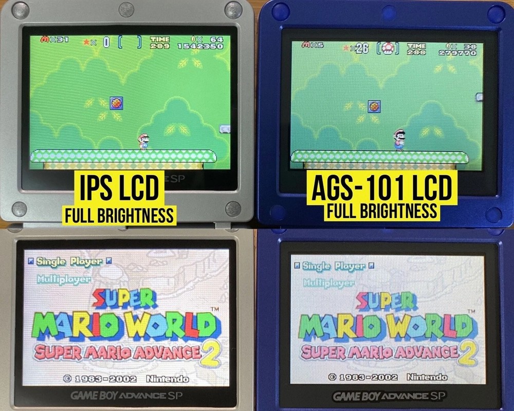 Nintendo Game Boy Advance SP System GBA SP IPS LCD Backlight Bright NES
