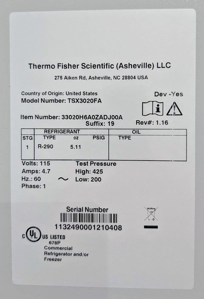 Thermo TSX3020FA -20°C High Performance Freezer