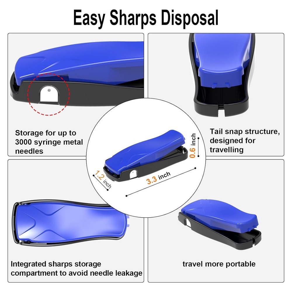 Needle Clipper for Insulin Syringe, Portable Sharps Container for Disposal Sharp
