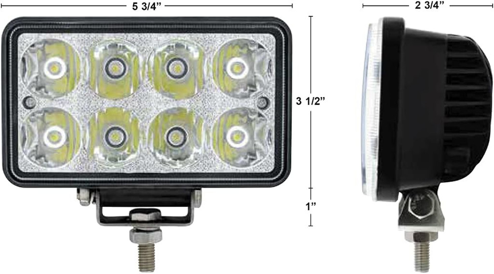 8 High Power LED Rectangular Work Light with Chrome Reflector, 36507