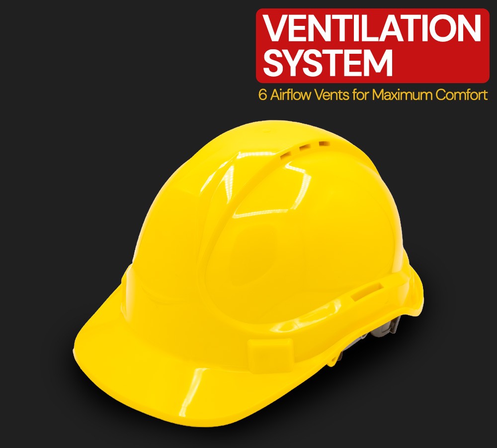 (5 Pack) Safety Helmet - Yellow (Type 1 ABS Material)