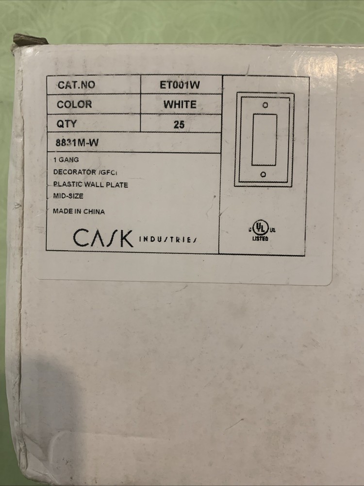 Cask Industries White Decorator GFCI Plastic Wall Plate 8831-M